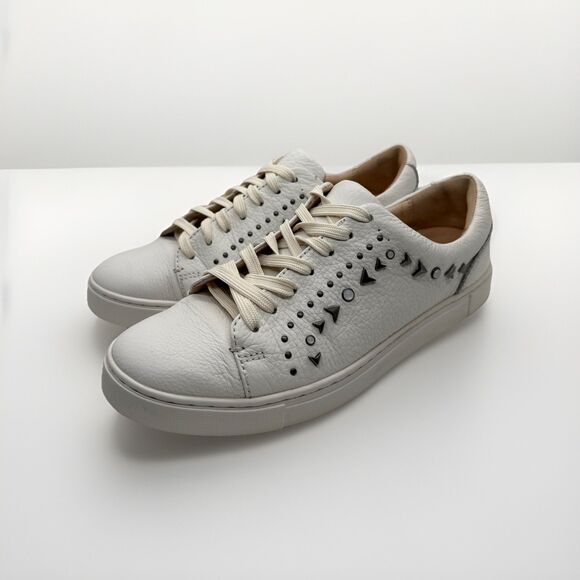 Frye Ivy Low Women Size 8.5 White Leather Casual Sneakers Shoes - Picture 2 of 12